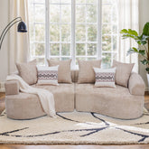 109” Curved Sectional Sofa, Chenille Fabric Modular Cloud Couch, No Assembly Required Half Moon Couch with Deep Seat, 4 Pillows, Champagne